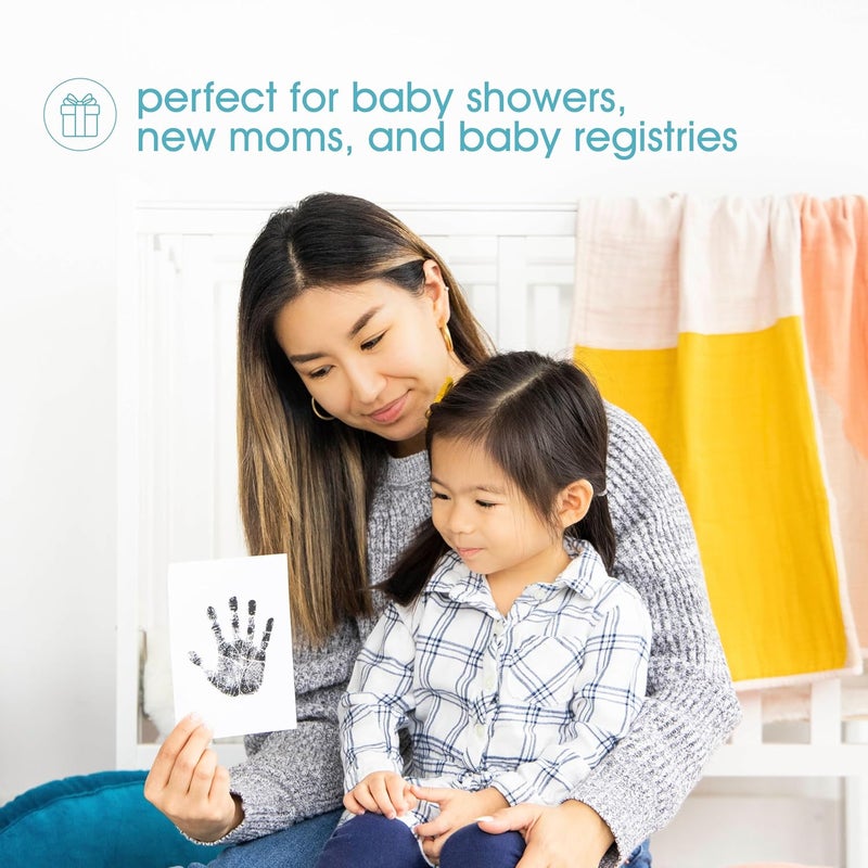 Pear Head Clean-Touch Baby Ink Pad, No Mess Clean-Touch Ink Pad with Imprint Cards, Safe for Skin, Perfect DIY Handprint and Footprint Keepsake for Family - Black, Medium/Large - Image 4